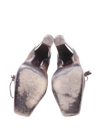 Pre-owned Ferragamo Lace-up Brogue Heeled Pumps In Brown