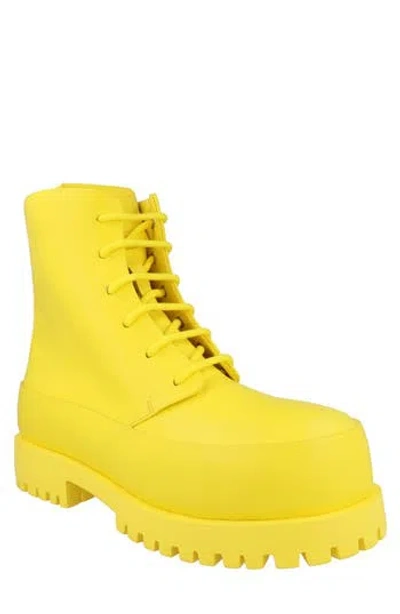 Ferragamo Lace-up Combat Boot In Yellow