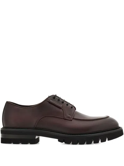 Ferragamo Lace-up Derby Shoes In Brown
