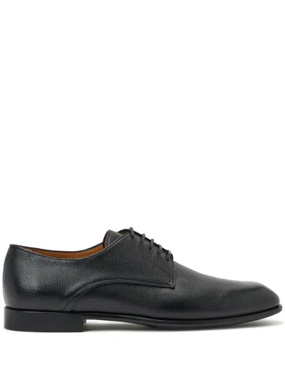 Ferragamo Men's Lace Up Leather Derby Shoes In Black