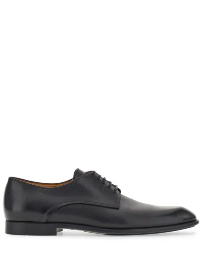 Ferragamo Lace-up Leather Derby Shoes In Black