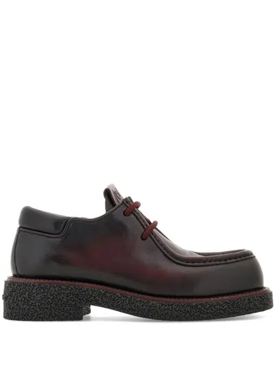 Ferragamo Lace Up Derby Shoes In Black