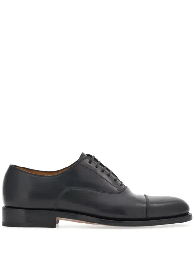 Ferragamo Riley Leather Oxford In Black