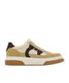 Ferragamo Beige Low Top Gancini Ornament Sneakers In Multicolor