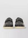 Ferragamo Lace-up Shoes With Metallic Buckle Detail In Black