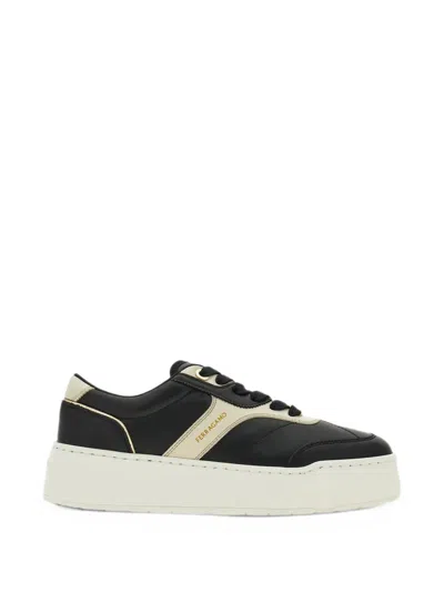 Ferragamo Lace Up Sneaker In Black