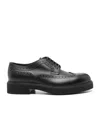 Ferragamo Lace Brogue Shoes Round Toe Rubber Sole In Black