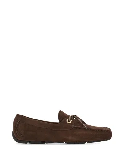 Ferragamo Laced Driver Loafers In Brown