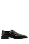 Ferragamo Double Monkstrap Leather Loafers In Black