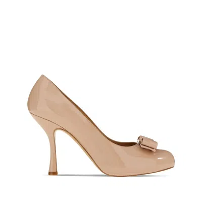 Ferragamo Ladies Beige Heels In Animal Print