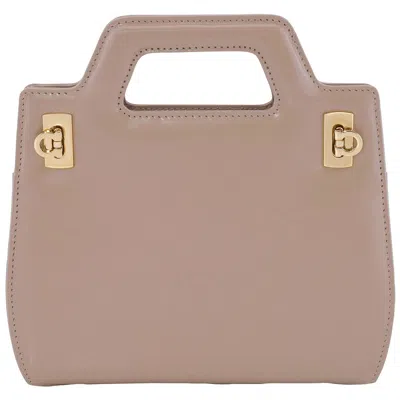 Ferragamo Ladies Beige Wanda Leather Mini Bag