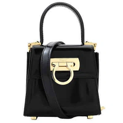 Pre-owned Ferragamo Ladies Black Micro Iconic Top Handle Bag 213972 762967