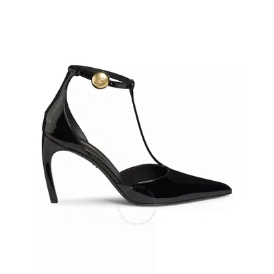 FERRAGAMO FERRAGAMO ODETTE 85 MM PATENT LEATHER T-STRAP PUMPS