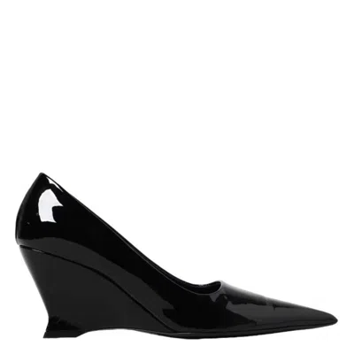 Ferragamo Ladies Black Viola Wedge-heeled Pumps