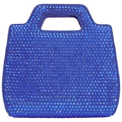 Pre-owned Ferragamo Ladies Blue Crystal Studded Wanda Mini Bag 214469 762650