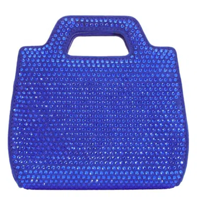 Ferragamo Ladies Blue Crystal Studded Wanda Mini Bag