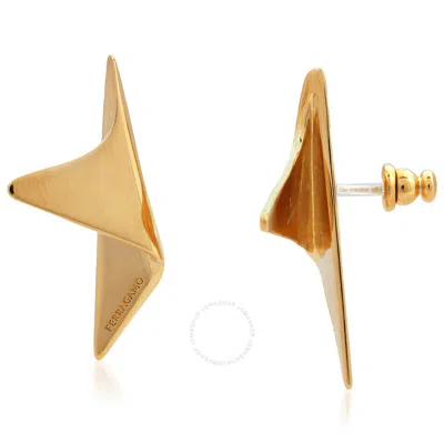 Ferragamo Ladies Gold Star Logo Engraved Earrings