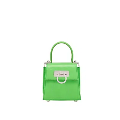 Ferragamo Ladies Green Micro Iconic Top Handle Bag