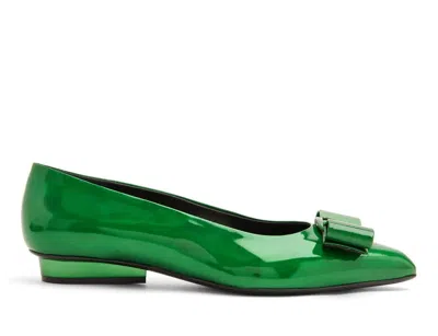 Ferragamo Ladies Green Viva Ballet Flats