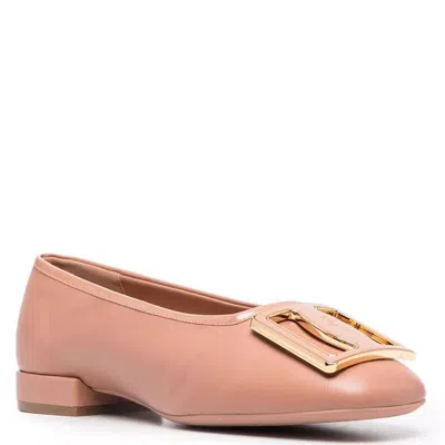 Ferragamo Ladies New Blush Myrna Chunky Buckle Ballet Flat In Pink