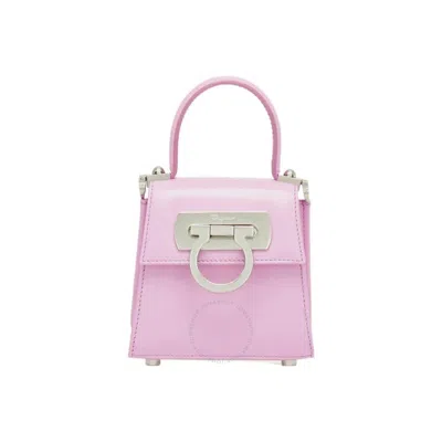 Ferragamo Ladies Pink Micro Iconic Top Handle Bag