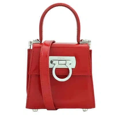 Pre-owned Ferragamo Ladies Red Micro Iconic Top Handle Bag 213972 763657