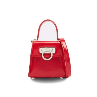 Ferragamo Ladies Red Micro Iconic Top Handle Bag
