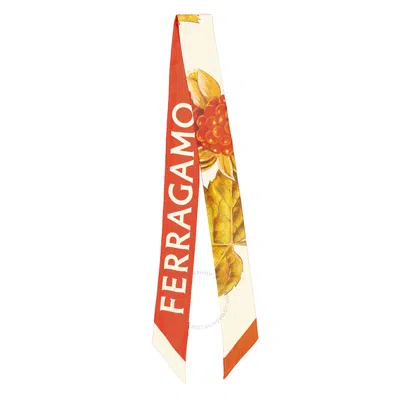 Ferragamo Ladies White Wild Berry Print Silk Bandeau