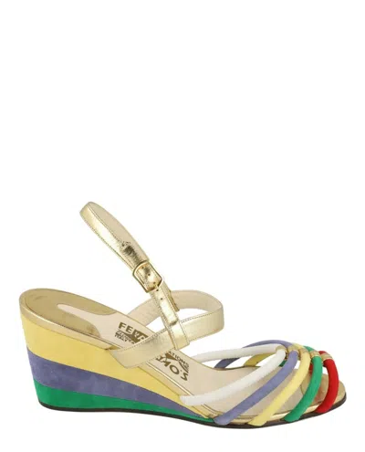 Ferragamo Laila Archive Limited Edition 1930s Wedges In Multi