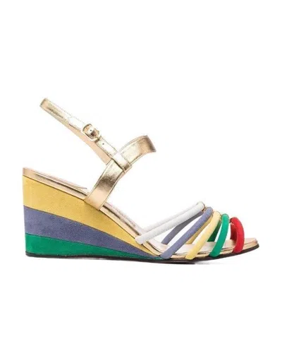 Ferragamo Laila Colourblock Strap Sandals In Multicolor