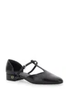 FERRAGAMO LAINETTE BLACK BALLET SHOES WITH T-STRAP AND ROUND TOE IN LEATHER WOMAN