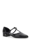 Ferragamo 'lainette' Black Ballet Shoes With T-strap And Round Toe In Black