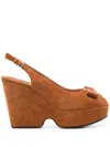 Ferragamo Lally 105mm Wedge Pumps In Brown