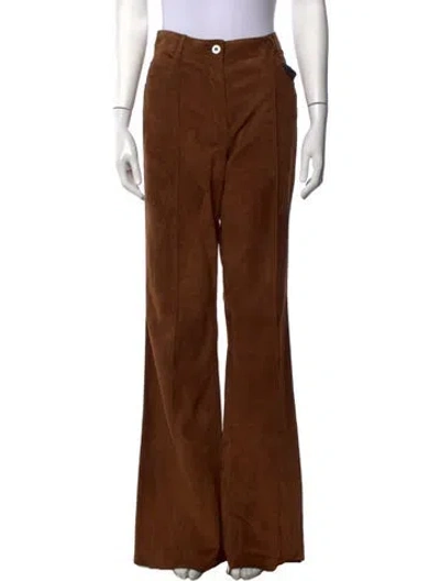 Pre-owned Ferragamo Lamb Leather Flared Pants W/ Tags In Brown