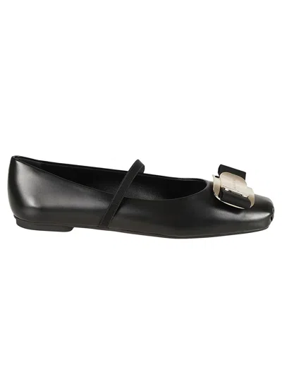 Ferragamo Lamb Leather Flats With Bow Accent