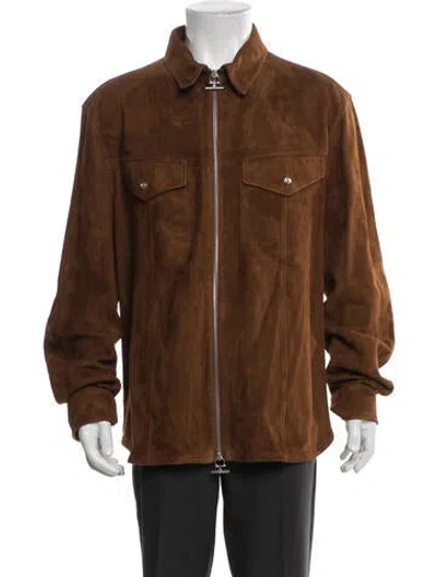 Pre-owned Ferragamo Lamb Leather Jacket In Brown
