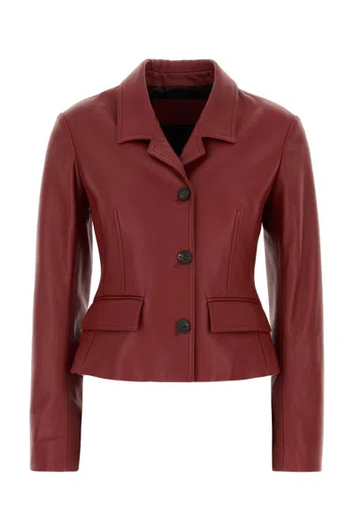 Ferragamo Lamb Leather Jacket In Red