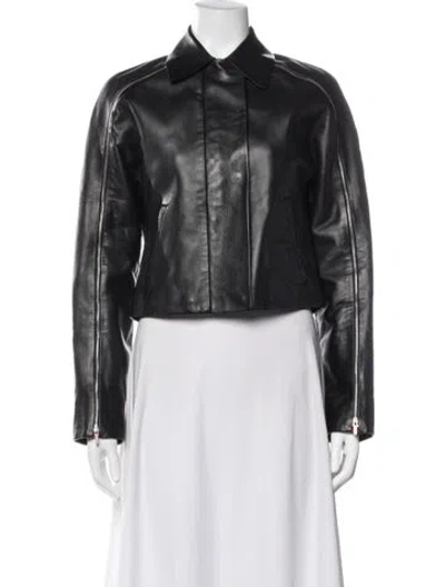 Pre-owned Ferragamo Lamb Leather Jacket W/ Tags In Black