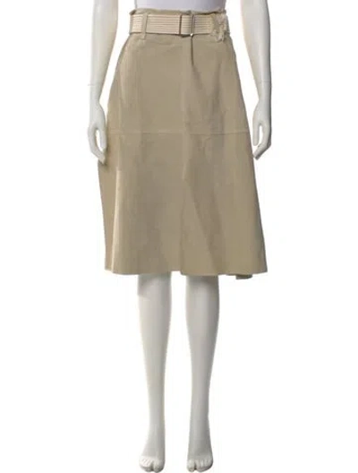 Pre-owned Ferragamo Lamb Leather Knee-length Skirt In Neutral