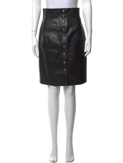 Pre-owned Ferragamo Lamb Leather Knee-length Skirt W/ Tags In Black