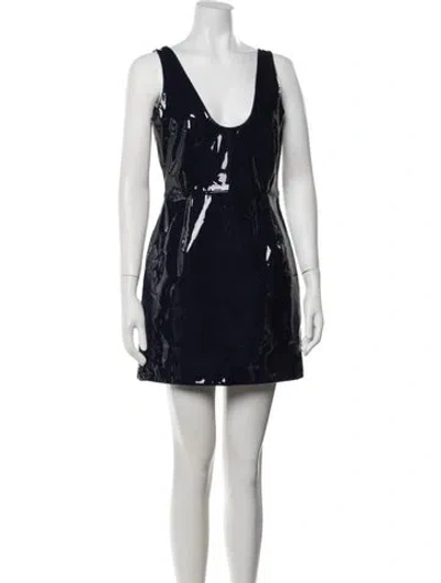 Pre-owned Ferragamo Lamb Leather Mini Dress In Blue