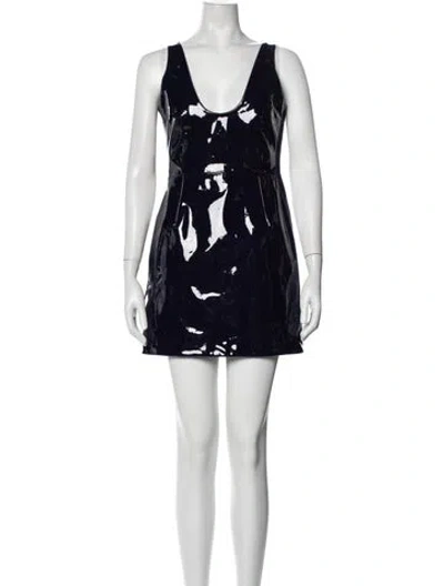 Pre-owned Ferragamo Lamb Leather Mini Dress W/ Tags In Blue