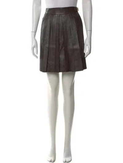Pre-owned Ferragamo Lamb Leather Mini Skirt In Brown