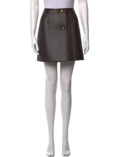 Pre-owned Ferragamo Lamb Leather Mini Skirt In Brown