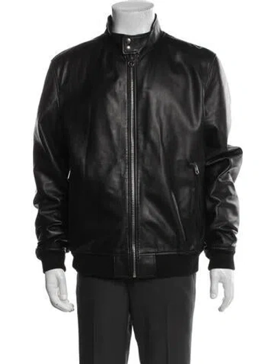 Pre-owned Ferragamo Lamb Leather Moto Jacket In Black