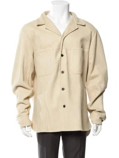 Pre-owned Ferragamo Lamb Leather Moto Jacket In Neutral