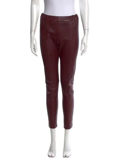 Pre-owned Ferragamo Lamb Leather Skinny Leg Pants In Burgundy