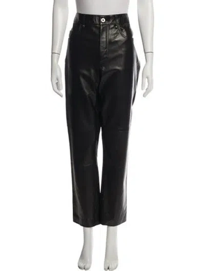 Pre-owned Ferragamo Lamb Leather Straight Leg Pants In Black