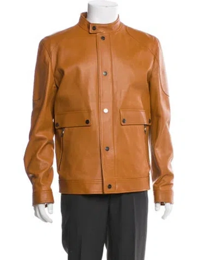 Pre-owned Ferragamo Lamb Leather Utility Jacket In Brown