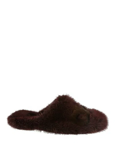 Ferragamo Lambro Mink Slides In Brown